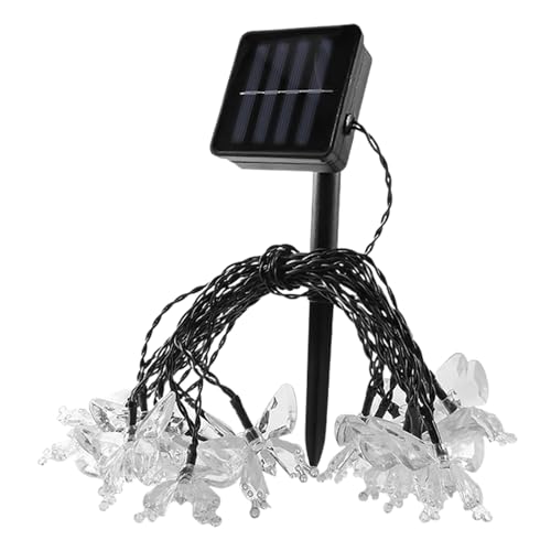 IWOWHERO Guirnalda de Luces Solares LED Mariposas 5 Metros 20 Luces de Colores Decoración Exterior para Jardín Patio y Césped Iluminación Solar 8 Modos para Uso al Aire Libre