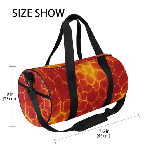 Flame Lava Sports Duffel Bag Stylish Barrel Gym Bag with Spacious Main Compartment Side Pockets Adjustable Shoulder Strap for Sports, Outdoor Training and Short Trips4