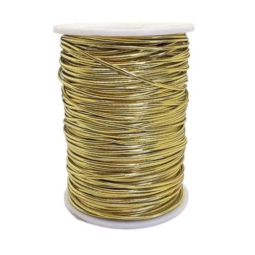 Genérico, Elastico Dourado Fio Cordão Roliço 2 Mm Rolo Com 100 Metros