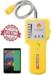 Y201 Propane and Natural Gas Leak Detector; Portable Gas Sniffer to Locate Gas Leaks of Combustible Gases Like Methane, LPG, LNG, Fuel, Sewer Gas; w/Flexible Sensor Neck, Sound & LED Alarm, eBook