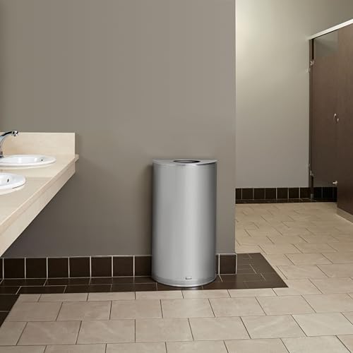 Image of Rubbermaid Commercial Products Half Rounds Steel Trash Can, Open Top, 12 GAL, Stainless Steel, Indoor for Hotel Lobbies /Washrooms /Front of House Hospitality Areas