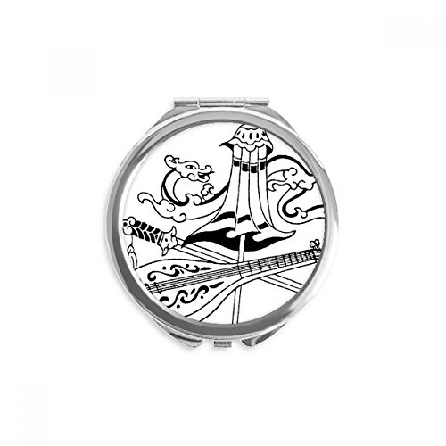 Miroir épée dragon dessin miroir rond maquillage compact pour sac à main