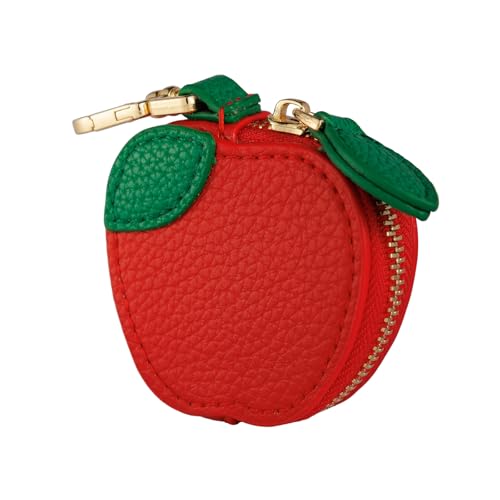 Giltnio Fruit Coin Purse Bag Charm Keychain Mini Apple Charm Kawaii Leather Coin Purse Pouch Holder for Airtag Handbag Tote Wallet