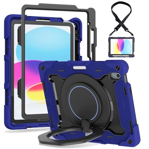 Protection iPad Pro 12.9 2021 étui silicone rigide bleu avec sangle antichoc intégrale