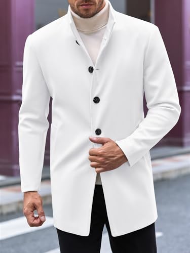 Image of Makkrom Mens Casual Overcoat Single Breasted Peacoat Business Topcoat