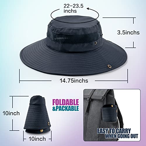 Koolsoly Breathable Wide Brim Boonie Hat Outdoor Waterproof Upf 56+ Sun Protection Mesh Safari Sun Hat For Travel Fishing Black #TOP5