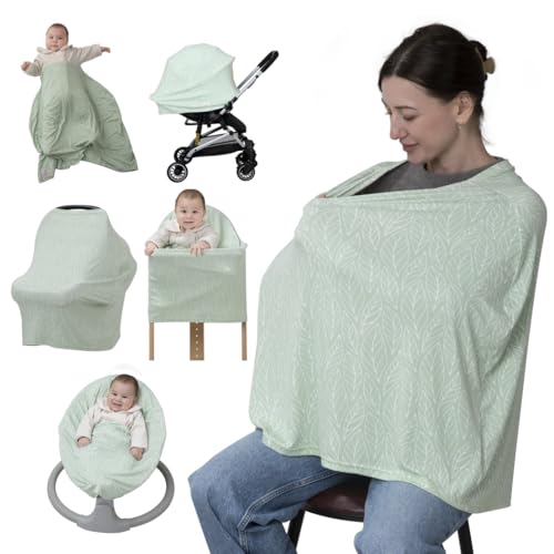 Image of BabbleRoo Nursing Cover for Breastfeeding –95% Viscose Muslin, 5% Spandex, Soft & Breathable Baby Essentials | Newborn Essentials Breastfeeding Covers for Nursing, Multi-Use for Car Seat & High Chair