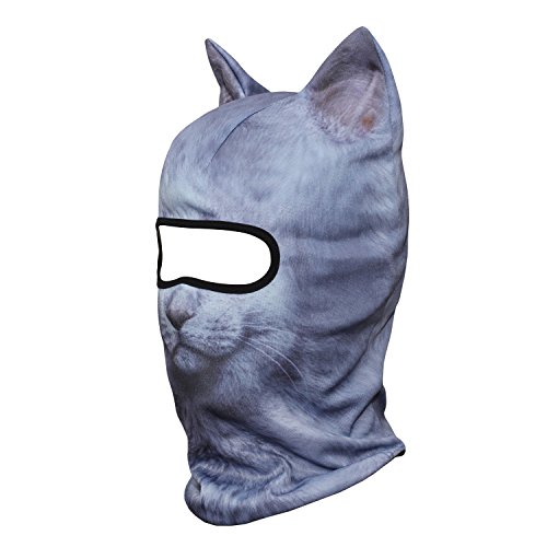 Image of WTACTFUL 3D Animal Ears Balaclava, Breathable Face Mask for Halloween
