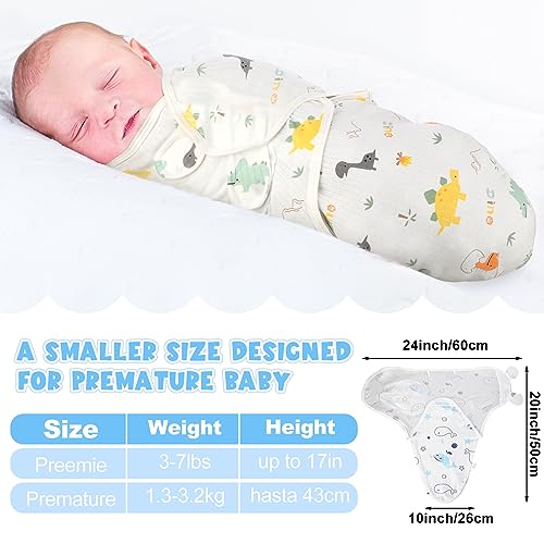 Image of Newwiee 4 Pcs Preemie Baby Swaddle Wrap Adjustable Cotton Swaddle Sleep Blanket for Preemie Boy Girl Improves Sleep Essentials(Pink Heart)