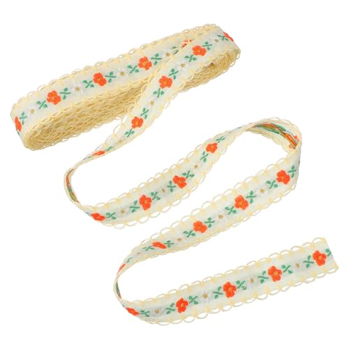 sourcing map 3 Yards Jacquard Ribbon Trim, 0.71 Inch Floral Embroidered Ribbon Decorative Fabric Woven Embroidery Trim for Sewing DIY Clothing Bowknot Hat Bag Gift Wrap, Beige