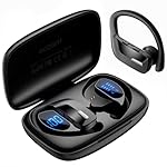 occiam Sport Wireless Earbuds Bluetooth Headphones 80hrs Playtime Deep Bass Ear Buds with Earhook Noise Cancelling Mic Waterproof Earphones for Workout Running Black