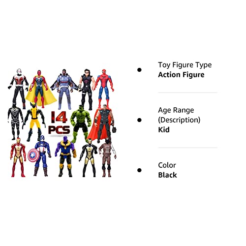 14 Pcs Big Ultimate Superhero Action Figures Set – Collectible Models 6.5-Inches Tall, Exclusive Adventures Super Hero Set, Holiday Toy Gift For Kids, Figure Cake Topper #TOP6