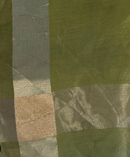 Image of YOUTHQUAKE Women's Chanderi Plain Silk Dupatta with Golden Border & Tassels