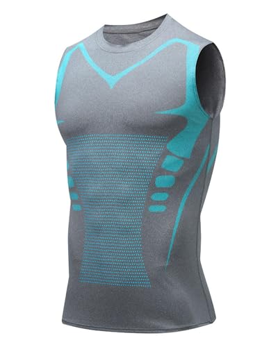 Image of Compression Shirt Men Slimming Body Shaper Vest Crewneck Workout Tank Top | Tummy Control Undershirts, Gynecomastia Compression Shirts, Back Support, Sleeveless Muscle Shirts, Shaping Tank Top