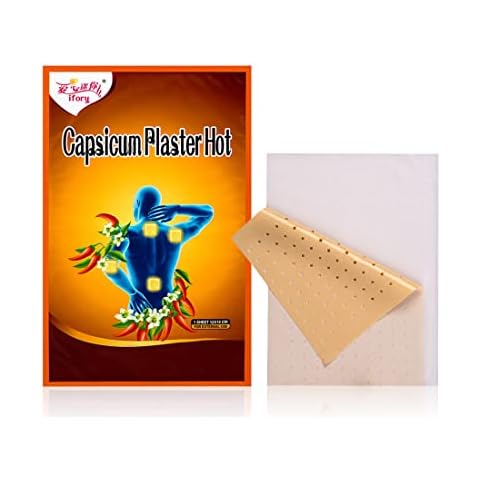 ifory 20 PCS Capsaicin Patches & Pain Patches, Heat Patches for Back, Knee, Neck, Shoulder, Muscle(XL (4.72" * 7.09") 20 Count) Cover