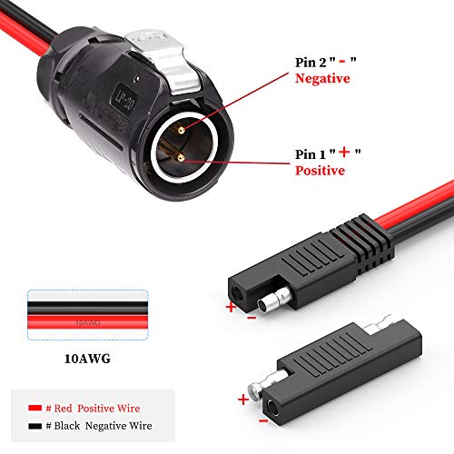 EXTRACTME 10AWG 2 Pin Power Industrial Circular Connector to SAE Adapter Cable, Furion Solar Plug to SAE Connector, Fit for Furrion, Solar Panel Suitcase, Forrest River RV Ports by EXTRACTME - Used condition - Image 4