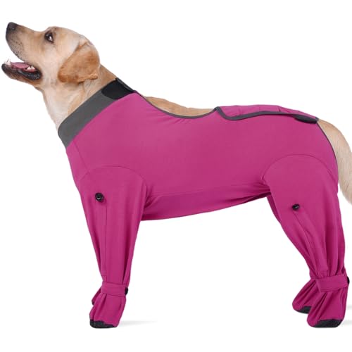 Image of ROZKITCH Dog Recovery Suit for Abdominal Wounds & Post-Surgery, Full Coverage Bodysuit, Anti-Licking Shedding & Wound Protection, e-Collar Alternative for Extra Large Breed Dogs Rosered 4XL