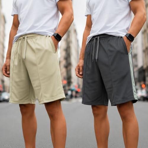 Image of Mack Jonney Men's Shorts Pack of 2 | Comfortable Casual, Sports & Lounge Shorts for Men | Regular Fit-MJ .3