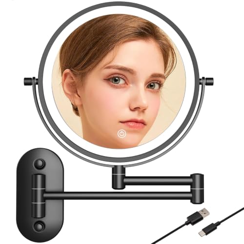 TUSHENGTU schminkspiegel mit Beleuchtung, 22cm Wand-Rasierspiegel für das badspiegel mit 10x Vergrößerung und Aufbewahrungsbox… – Ansicht 1