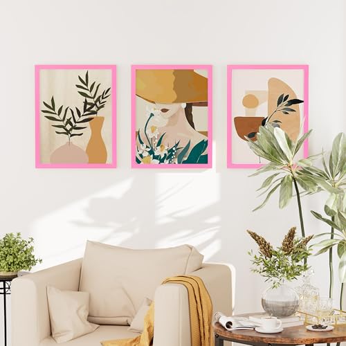 decorUhome 11x14 Picture Frame Set of 10, Display Photos 8x10 with Mat or 11x14 Unmatted for Picture Frames Collage Wall Decor, Pink