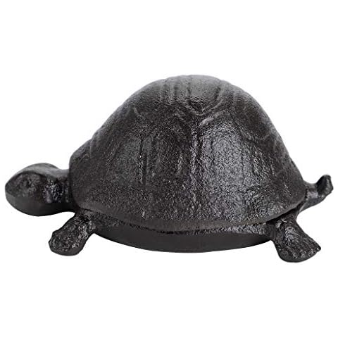 JUXYES Turtle Cast Iron Key Hider Outside Spare Door Key Box Outdoor Small Garden Statues Ornament, Turtle Indoor Decoration Jewelry Trinkets Box for Key, Ear Studs, Ring, Paper Clip Cover