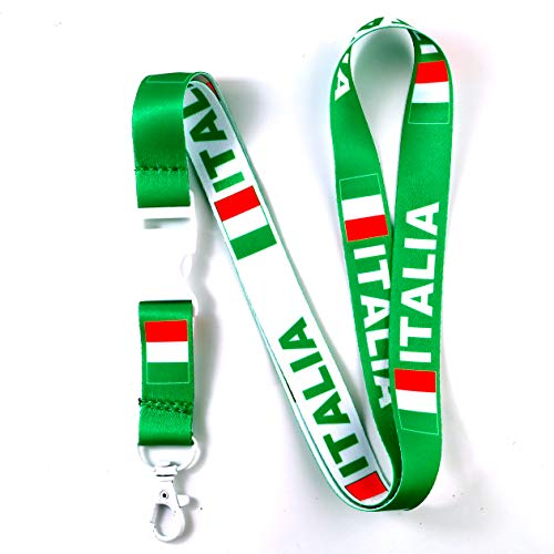 EASTEX Italia Italy Flag Lanyard Keychain - Italian Flag Lanyards for Keys Badges ID Fob Passport - Green and White Reversible ID Card Holder for Women Men Gift Souvenir (1 Italy Lanyard)