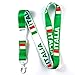 Italia/Italy Flag Reversible Lanyard Keychain with Quick Release Snap Buckle and Metal Clasp - ID Lanyard for Keys, Badges, Whistle - ID Holder Keychain for Women, Men, Kids (Green or White) 1-Pack