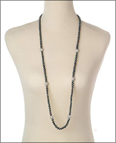 Chloe Black And White 6-11Mm A Quality Freshwater Cultured Pearl Necklace For Women-40 In Length #TOP2