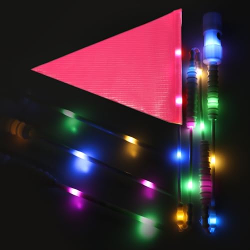 LED Bike Safety Flag with Lighted Fiberglass Pole, Pink