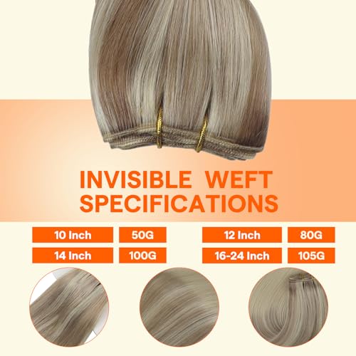Image of Full Shine 12 Inch Weft Hair Extensions 80G Ash Platinum Blonde Extensions | Sew In Weft, Straight Human Hair, Natural Texture, Party Styling, Daily Wear for Women