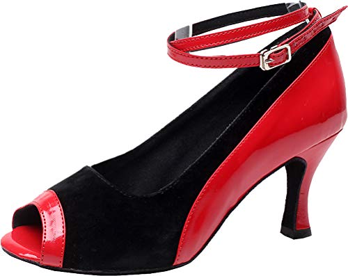 Chaussures de danse latine haut de gamme rouge 39 talon et semelle modulables