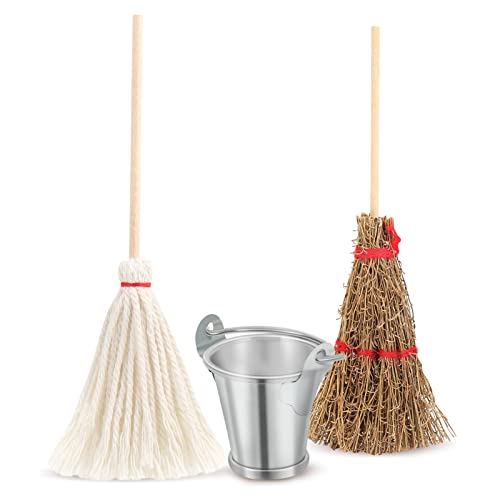 Wichtel Zubehör Weihnachten, weihnachtswichtel zubehör Puppenhaus Zubehör Miniatur Wichtel Zubehör Miniatur Mopp Eimer Besen Set Für Puppenhaus Garten Haus Dekorieren Cover