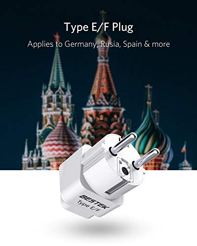 Bestek Europe Travel Plug Adapter, Grounded Universal Type E/F Plug Adapter Eu To Us Adapter - Ultra Compact For Most Of Europe, Asia Countries And More, 3 Pack #TOP6