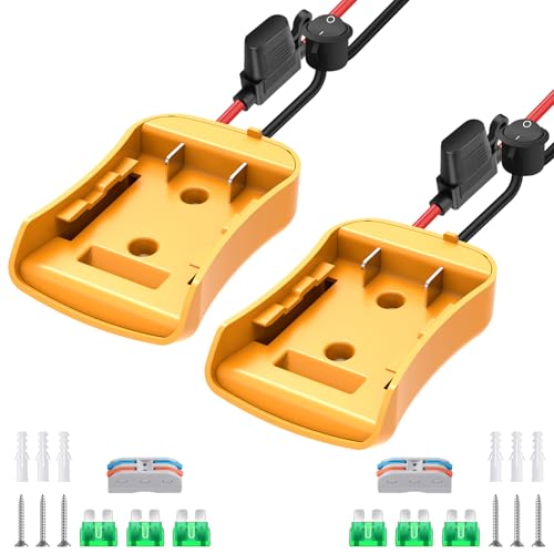 Image of 2 Packs Adapter for Dewalt 20V Battery Adapter for Power Wheel Battery Upgrade Conversion Kit with Switch, Fuse & Wire Terminals, 12AWG Wire, Power Tool Power Connector for DIY Rc Car Toys