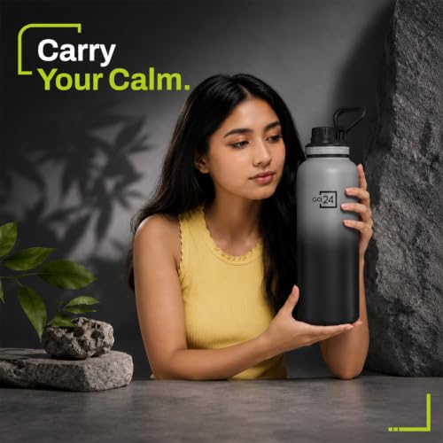 Image of Hydromax 2 Litre Single Wall Stainless Steel Water Bottle - Black | ISI Certified 304 Stainless Steel, BPA Free, Chugger Sipper Cap, Leakproof Lid, Loop Handle, Fridge Frendly