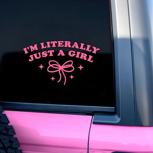 I'm Literally Just a Girl Car Decal Pink Bow Cute Positive Gifts Car Mirror Accessories Affirmations Funny Vinyl Decal Waterproof 8 Inches Bumper Decal Gifts for Mom Dad Friend Coworker