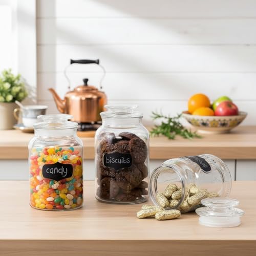 Image of ginoya brothers - Kitchen Glass Jar (3, 1500 Ml. Cookie Jar)