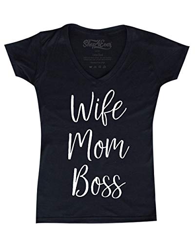 Shop4Ever Wife Mom Boss Women's V-Neck T-Shirt