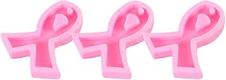 3 Pcs Rosy Ribbon Silicone Keychain Mold with Hole Awareness Candy Fondant Mold Handmade Breast Cancer Mould for DIY Chocolate Cake Pudding Ice Cream Jelly