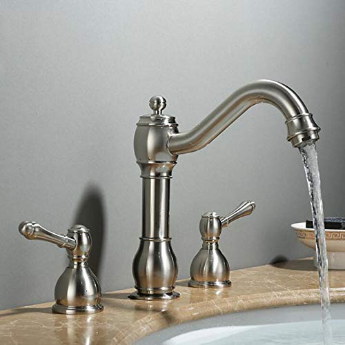 Mitigeur de lavabo 3 trous en laiton massif brossé noir patiné - 3