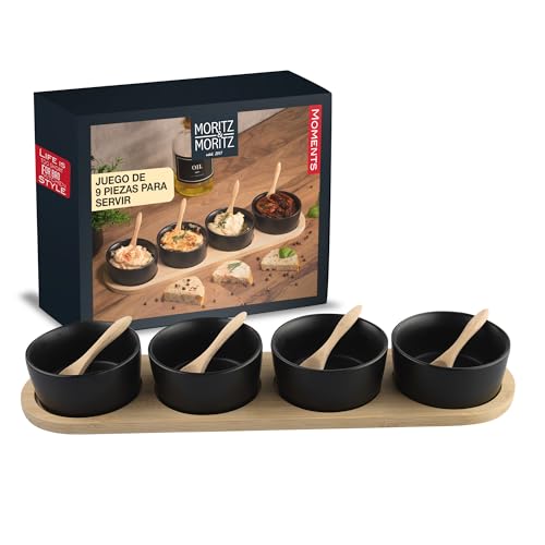 Moritz & Moritz juego de fuentes para servir, incl. cucharas y tabla para servir - Juego de fuentes para tapas, cuencos para dipear, fuente para aperitivos y fuentes para tapas