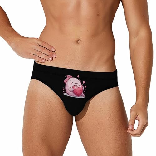 Cute Blobfish Hearts Mens Swim Briefs Bikini Swimwear Print Beach Shorts Sexy Swimsuit 2XL