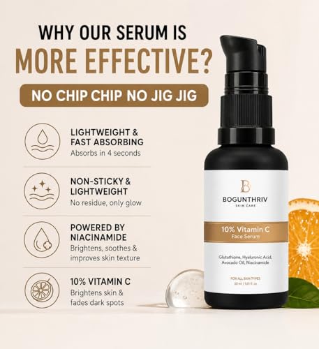 Image of 10% Vitamin C Face Serum with Glutathione, Hyaluronic Acid, Avocado Oil and Niacinamide, 30 ml
