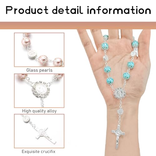 image for Ohleats Car Rosary for Rearview Mirror, Personalized Rear View Cross B