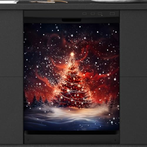 Cubierta magnética para lavavajillas Mexpekil de árbol de Navidad rojo de 53x66 cm