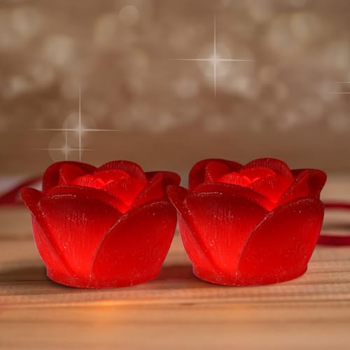Lámpara de vela rosa LED roja para decoración del hogar 3