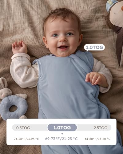 Image of Yoofoss Rayon Made from Bamboo Baby Sleep Sack 24-36 Months 1.0 Tog Baby Wearable Blanket, Super Soft Infant Toddler Sleeping Sack 2-Way Zipper