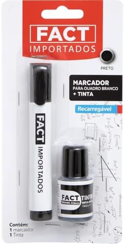Marcador para Quadro Branco Recarregável, Kit com Caneta e Refil,...