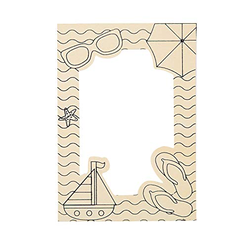 Fun Express Color Your Own Wood Beach Picture Frames with Magnets - VBS Vacation Bible School Supplies/Decor - Makes 12 - DIY Crafts for Kids