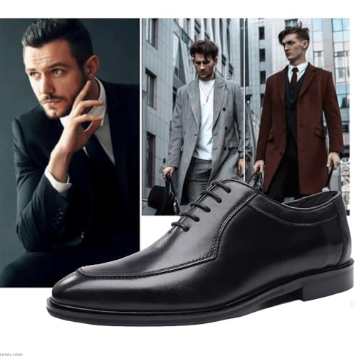 Dress Oxford For Men's Lace Up Anti-slip Rubber Sole Slip Resistant Block Heel Prom Tuxedo Round Toe Calfskin Leather3